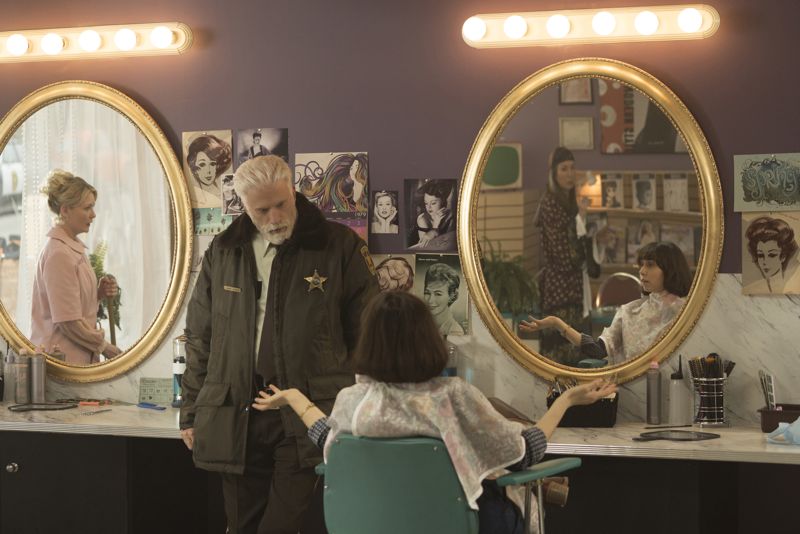 FARGO -- “The Myth of Sisyphus” -- Episode 203 (Airs October 26, 10:00 pm e/p) Pictured: Kirsten Dunst as Peggy Blumquist, Ted Danson as Hank Larsson, Elizabeth Marvel as Constance Heck, Cristin Milioti as Betsey Solverson, CR: Chris Large/FX