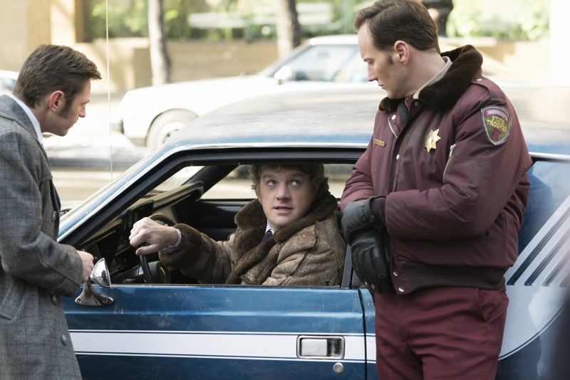 FARGO -- “The Myth of Sisyphus” -- Episode 203 (Airs October 26, 10:00 pm e/p) Pictured: (l-r) Keir O'Donnell as Ben Schmidt, Mike Bradecich as Skip Sprang, Patrick Wilson as Lou Solverson. CR: Chris Large/FX