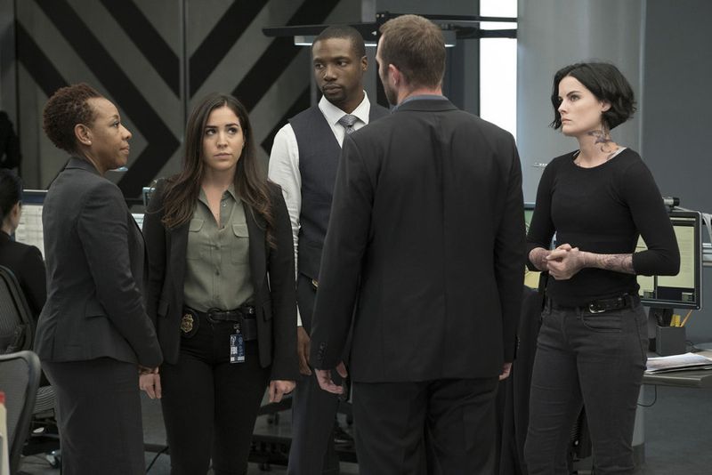 BLINDSPOT -- "Persecute Envoys" Episode 108 -- Pictured: (l-r) Marianne Jean-Baptiste as Bethany Mayfair, Audrey Esparza as Tasha Zapata, Rob Brown as Edgar Reed, Jaimie Alexander as Jane Doe -- (Photo by: Peter Kramer/NBC)