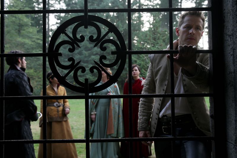 ONCE UPON A TIME - "Nimue" - In Camelot, Merlin spearheads a mission to reunite the dagger with Excalibur so he can use the weapon to save Emma from the darkness threatening her soul. With Zelena in tow, Hook, Mary Margaret, David, Regina and Robin steal into Arthur's castle to take the broken sword from the maniacal king. Meanwhile, Merlin brings Emma along on a journey to confront his ancient nemesis and retrieve the sacred spark he'll need to reforge Excalibur. Both parties are tested, but one suffers a blow that could derail the entire operation. In a flashback to long before the Age of Arthur, young Merlin finds purpose after he is blessed with magic and immortality, but when he falls in love with a young refugee named Nimue, everything changes for Merlin, as their romance starts a chain of events that touches every one of our present day heroes, on "Once Upon a Time," SUNDAY, NOVEMBER 8 (8:00-9:00 p.m., ET) on the ABC Television Network. (ABC/Jack Rowand) COLIN O'DONOGHUE, GINNIFER GOODWIN, REBECCA MADER, LANA PARRILLA, JOSH DALLAS