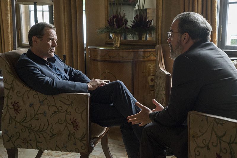 Sebastian Koch as Otto During and Mandy Patinkin as Saul Berenson in Homeland (Season 5, Episode 6). - Photo: Stephan Rabold/SHOWTIME - Photo ID: Homeland_506_4915.R