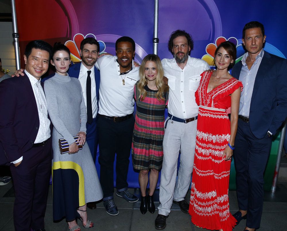COMIC-CON INTERNATIONAL: SAN DIEGO 2016 -- 7th Annual NBC @ Comic-Con Party -- Pictured: (l-r) Reggie Lee, Bitsie Tulloch, David Giuntoli, Russell Hornsby, Claire Coffee, Silas Weir Mitchell, Bree Turner, Sasha Roiz, "Grimm" at the Andaz, San Diego, Calif., Saturday, July 23, 2016 -- (Photo by: Mark Davis/NBC)