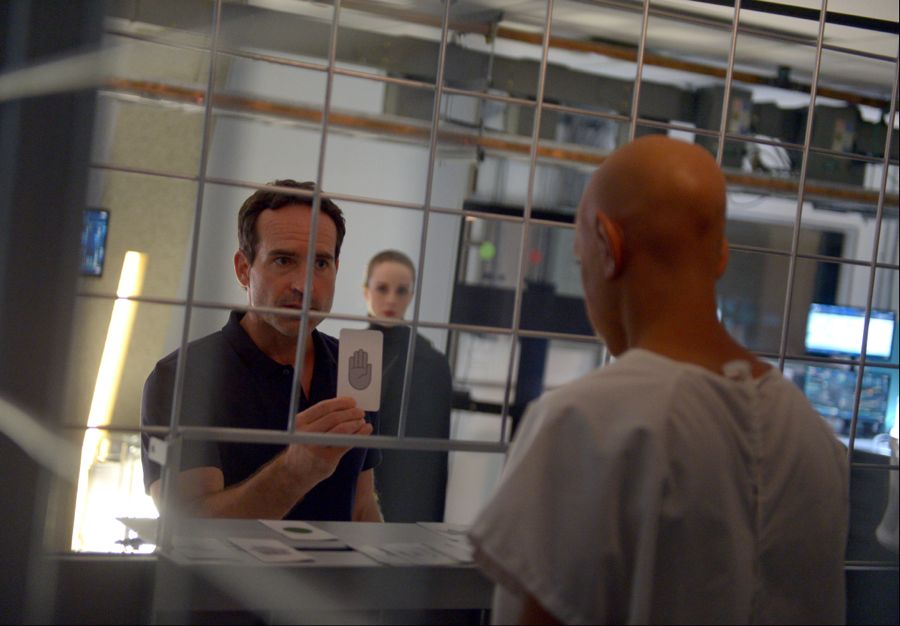 WAYWARD PINES: L-R: Jason Patric and Kacey Rohl in the "Time Will Tell" episode of WAYWARD PINES airing Wednesday, July 6 (9:00-10:00 PM ET/PT) on FOX. ©2016 Fox Broadcasting Co. Cr: Sergei Bachlakov/FOX