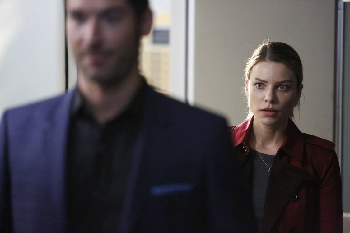 LUCIFER: L-R: Tom Ellis and Lauren German in the “Liar, Liar, Slutty Dress on Fire” episode of LUCIFER airing Monday, Oct. 3 (9:01-10:00 PM ET/PT) on FOX. Cr: Bettina Strauss/FOX.