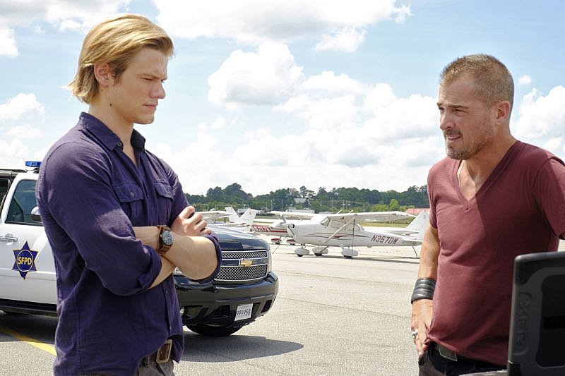 MACGYVER, a reimagining of the classic series, is an action-adventure drama about 20-something Angus "Mac" MacGyver, who creates a clandestine organization within the U.S. government where he uses his extraordinary talent for unconventional problem solving and vast scientific knowledge to save lives. It premieres Friday, Sept. 23 (8:00-9:00 PM, ET/PT) on the CBS Television Network. Pictured: Lucas Till, George Eads. Photo: Guy D'Alema/CBS é2016 CBS Broadcasting, Inc. All Rights Reserved