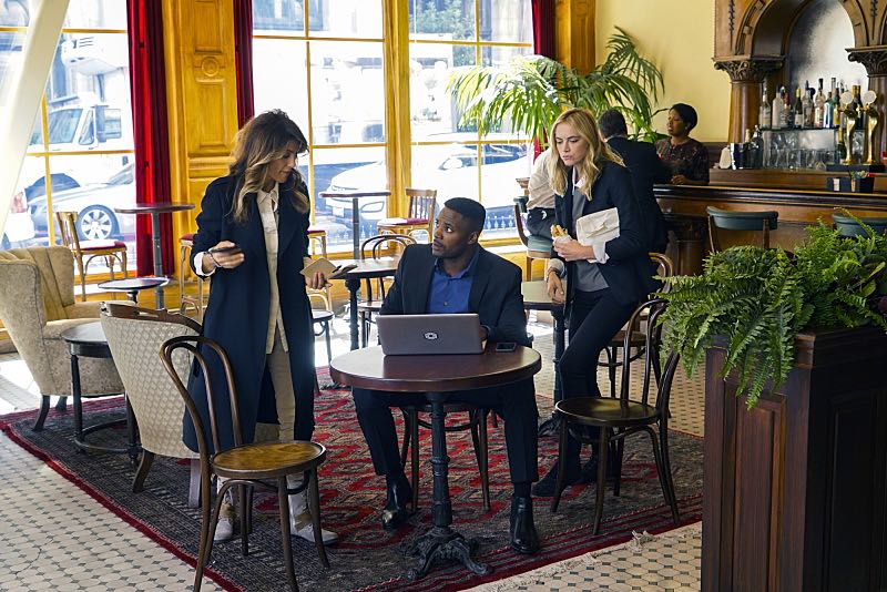 "Philly" -- When a missing MI6 Officer is linked to a murdered petty officer, Gibbs sends Quinn and Bishop to Philadelphia to work with MI6 Officer Clayton Reeves (Duane Henry). Also, Quinn painfully recounts the NCIS case that made her leave field work, on NCIS, Tuesday, Oct. 18 (8:00-9:00 PM, ET/PT), on the CBS Television Network. Pictured: Jennifer Esposito, Duane Henry, Emily Wickersham. Photo: Robert Voets/CBS é2016 CBS Broadcasting, Inc. All Rights Reserved