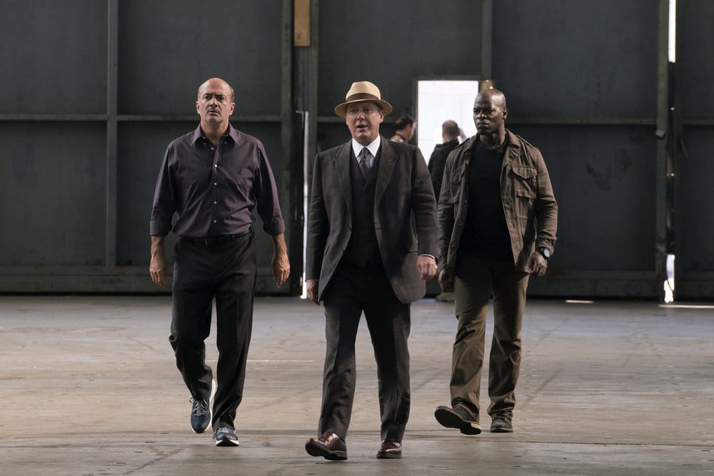 THE BLACKLIST -- "The Lindquist Concern #105" Episode 405 -- Pictured: (l-r) Matt Servitto as Dr. Sebastian Reifler, James Spader as Raymond "Red" Reddington, Hisham Tawfiq as Dembe Zuma -- (Photo by: Barbara Nitke/NBC)