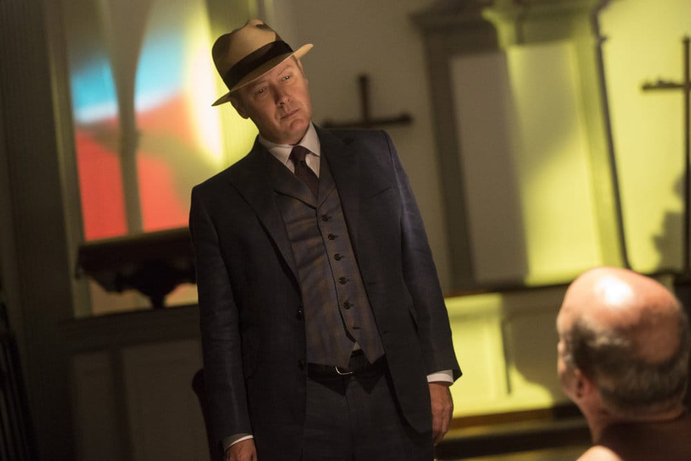THE BLACKLIST -- "The Lindquist Concern #105" Episode 405 -- Pictured: (l-r) James Spader as Raymond "Red" Reddington, Matt Servitto as Dr. Sebastian Reifler -- (Photo by: Eric Liebowitz/NBC)