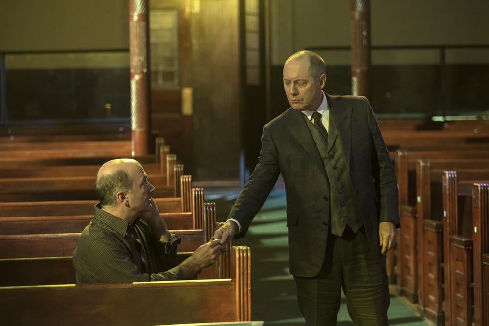 THE BLACKLIST -- "The Lindquist Concern #105" Episode 405 -- Pictured: (l-r) Matt Servitto as Dr. Sebastian Reifler, James Spader as Raymond "Red" Reddington -- (Photo by: Eric Liebowitz/NBC)