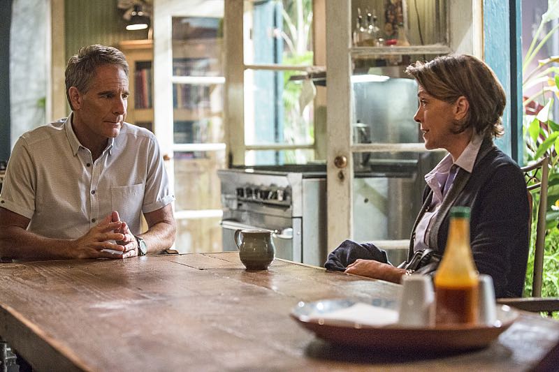 "Escape Plan" -- The NCIS team must rescue one of their own after Sebastian is kidnapped while at a restaurant with his mother, Sylvia Lund, and forced to use his gaming skills in a prison break, on NCIS: New Orleans, Tuesday, Oct. 18 (10:00-11:00, ET/PT), on the CBS Television Network. Pictured L-R: Scott Bakula as Special Agent Dwayne Pride and Wendie Malick as Sylvia Lund Photo: Skip Bolen/CBS é2016 CBS Broadcasting, Inc. All Rights Reserved