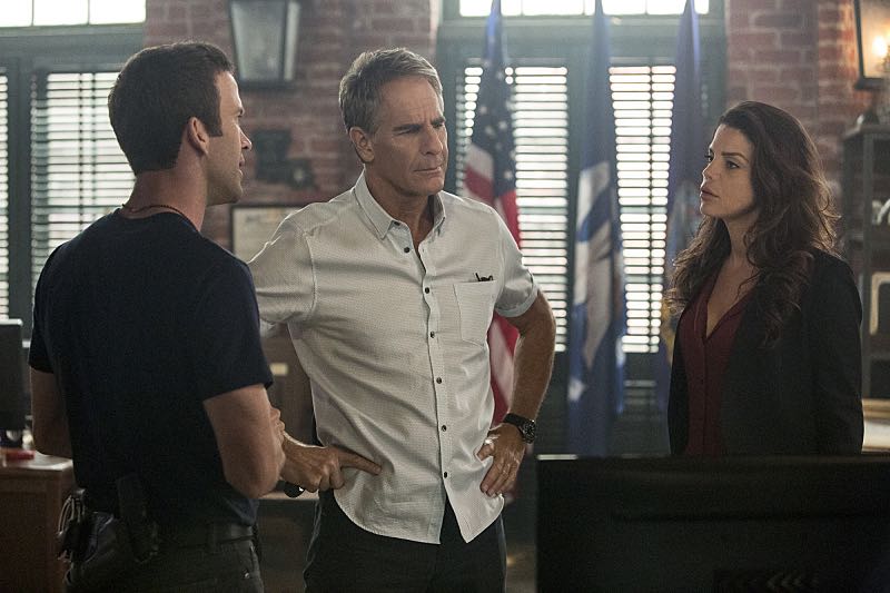 "Escape Plan" -- The NCIS team must rescue one of their own after Sebastian is kidnapped while at a restaurant with his mother, Sylvia Lund, and forced to use his gaming skills in a prison break, on NCIS: New Orleans, Tuesday, Oct. 18 (10:00-11:00, ET/PT), on the CBS Television Network. Pictured L-R: Lucas Black as Special Agent Christopher LaSalle, Scott Bakula as Special Agent Dwayne Pride, and Vanessa Ferlito as FBI Special Agent Tammy Gregorio Photo: Skip Bolen/CBS é2016 CBS Broadcasting, Inc. All Rights Reserved