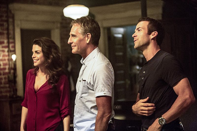 "Escape Plan" -- The NCIS team must rescue one of their own after Sebastian is kidnapped while at a restaurant with his mother, Sylvia Lund, and forced to use his gaming skills in a prison break, on NCIS: New Orleans, Tuesday, Oct. 18 (10:00-11:00, ET/PT), on the CBS Television Network. Pictured L-R: Vanessa Ferlito as FBI Special Agent Tammy Gregorio, Scott Bakula as Special Agent Dwayne Pride, and Lucas Black as Special Agent Christopher LaSalle Photo: Skip Bolen/CBS é2016 CBS Broadcasting, Inc. All Rights Reserved