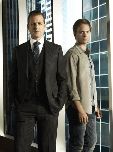 SUITS -- Season:1 -- Pictured: (l-r) Gabriel Macht as Harvey Specter, Patrick Adams as Mike Ross -- Photo by: Frank Ockenfels/USA Network
