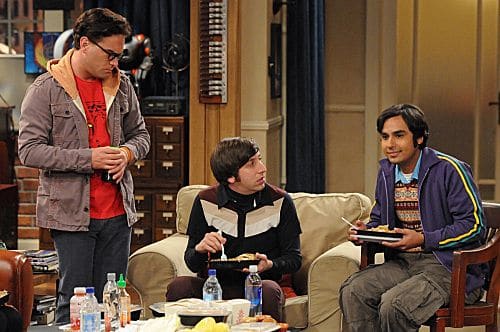 "The Isolation Permutation" -- Amy is crushed when Bernadette and Penny go shopping for wedding dresses without her, on THE BIG BANG THEORY, Thursday, Nov. 3 (8:00 - 8:31 PM, ET/PT) on the CBS Television Network. Pictured left to right: Johnny Galecki, Simon Helberg and Kunal Nayyar Photo: Michael Yarish/Warner Bros. ©2011 Warner Bros. Television. All Rights Reserved