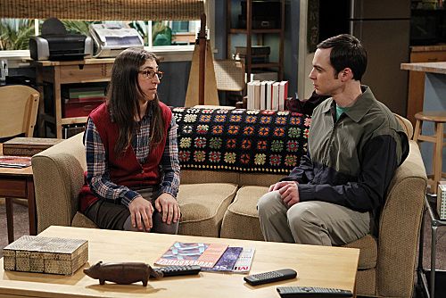 “The Rhinitis Revelation” -- Sheldon (Jim Parsons, right) confers with Amy (Mayim Bialik, left) about his discomfort competing with the gang for his mother's attention when she comes to visit, on THE BIG BANG THEORY, Thursday Oct. 20 (8:00 - 8:31 PM, ET/PT) on the CBS Television Network. Photo: Sonja Flemming/CBS ©2011 CBS Broadcasting Inc. All Rights Reserved