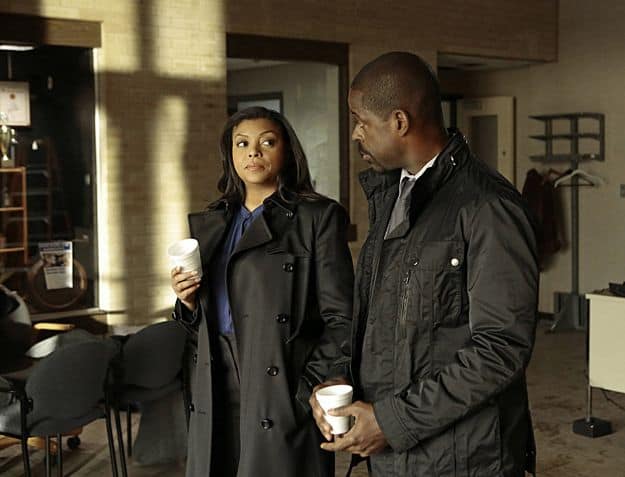 Person of Interest Season 2 Episode 17 Proteus Det. Carter (Taraji P. Henson, left) shares a conversation with Det. Beecher (Sterling K. Brown, right)