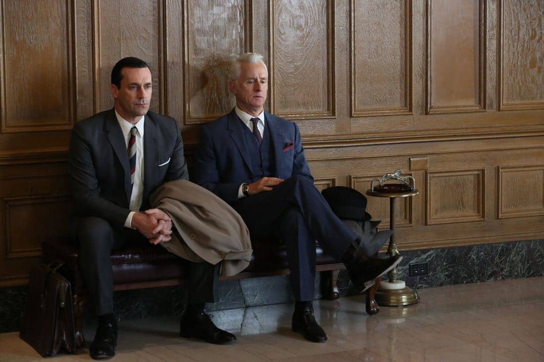 Don Draper (Jon Hamm) and Roger Sterling (John Slattery) - Mad Men_Season 6, Episode 6_"For Immediate Release" - Photo Credit: Michael Yarish/AMC Don Draper (Jon Hamm) and Roger Sterling (John Slattery) - Mad Men_Season 6, Episode 6_"For Immediate Release" - Photo Credit: Michael Yarish/AMC