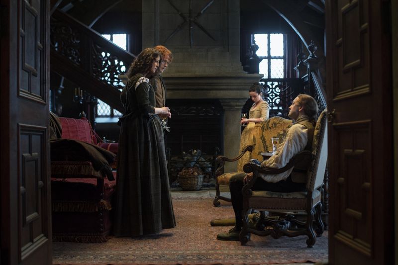 Outlander Episode 112 - Claire Randall (Caitriona Balfe), Ian Murray (Steven Cree), Jamie Fraser (Sam Heughan), Jenny Fraser (Laura Donnelly