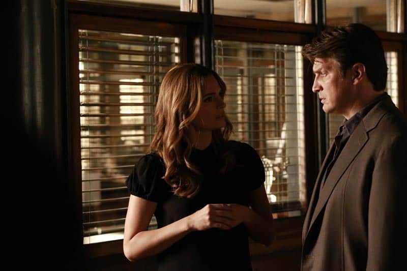CASTLE - "PhDead" - When the body of a local college fraternity student is found gruesomely murdered, Castle has to go undercover as a professor in order to gain access to the victim's world. However, he and Beckett soon discover that behind the fun and games of college are some darker secrets the university wants to keep hidden. "PhDead" will air on MONDAY, OCTOBER 5 (10:01-11:00 p.m. ET/PT) on the ABC Television Network. (ABC/Mitch Haaseth) STANA KATIC, NATHAN FILLION
