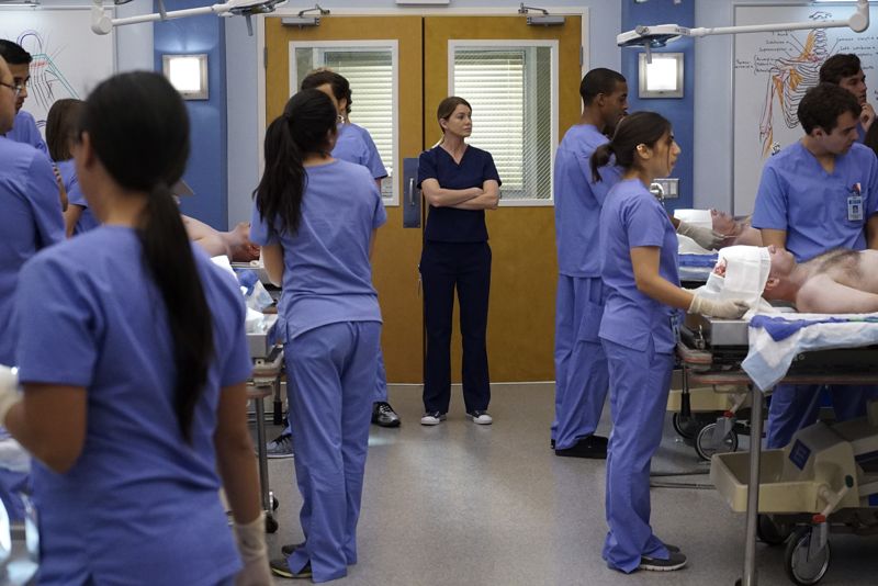 GREY'S ANATOMY - "Walking Tall" -- The pressure is on as a determined Bailey tackles her first day as Chief; meanwhile, April's marriage is in jeopardy and she finds herself unable to address her problems; Meredith struggles to juggle all her responsibilities and Amelia works to define her relationship with Owen, on "Grey's Anatomy," THURSDAY, OCTOBER 1 (8:00--9:00 p.m., ET) on the ABC Television Network. (Photo by Richard Cartwright/ABC via Getty Images) ELLEN POMPEO