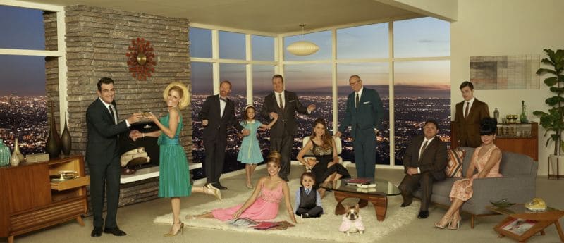 MODERN FAMILY - ABC's "Modern Family" stars Ty Burrell as Phil Dunphy, Julie Bowen as Claire Dunphy, Jesse Tyler Ferguson as Mitchell Prtichett, Aubrey Anderson-Emmons as Lily Tucker-Pritchett, Sarah Hyland as Haley Dunphy, Eric Stonestreet as Cameron Tucker, Jeremy Maguire as Joe Pritchett, Sofia Vergara as Gloria Delgado Pritchett, Beatrice the dog as Stella, Ed O'Neill as Jay Pritchett, Rico Rodriguez as Manny Delgado, Nolan Gould as Luke Dunphy and Ariel Winter as Alex Dunphy. (ABC/Bob D'Amico)