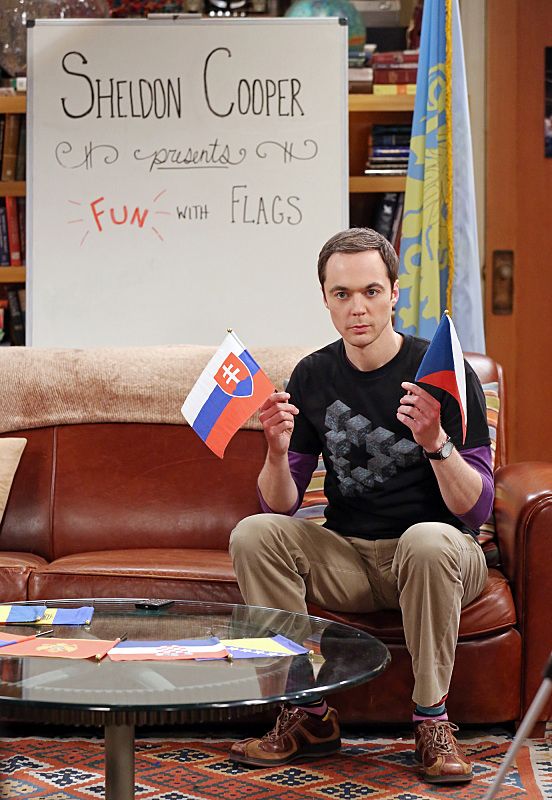"The Separation Oscillation" -- Sheldon (Jim Parsons) films a special episode of "Fun with Flags" after his breakup with Amy, on THE BIG BANG THEORY, Monday, Sept. 28 (8:00-8:31 PM, ET/PT), on the CBS Television Network. Photo: Michael Yarish/Warner Bros. Entertainment Inc. é 2015 WBEI. All rights reserved.