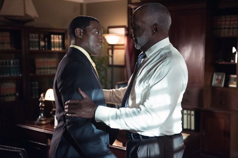 THE PLAYER -- "A House Is Not A Home" Episode 106 -- Pictured: (l-r) Wesley Snipes as Mr. Johnson, Richard Roundtree as Letts -- (Photo by: Colleen Hayes/NBC)