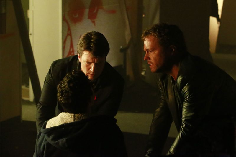 CASTLE - "Cool Boys" - Detective Slaughter (guest star Adam Baldwin) returns to enlist Castle's help in solving a high-stakes robbery case. But when a body is found linked to the crime, Slaughter becomes the number one suspect in the heist turned murder, while Castle has to determine whether he's guilty or help to prove he's innocent. "Cool Boys" will air on MONDAY, NOVEMBER 9 (10:01-11:00 p.m. ET/PT) on the ABC Television Network. (ABC/Mitch Haaseth) NATHAN FILLION, ADAM BALDWIN