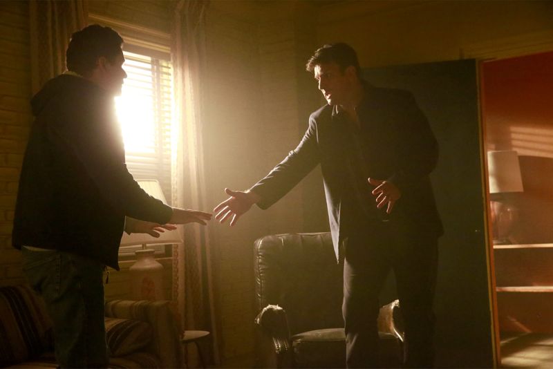 CASTLE - "Cool Boys" - Detective Slaughter (guest star Adam Baldwin) returns to enlist Castle's help in solving a high-stakes robbery case. But when a body is found linked to the crime, Slaughter becomes the number one suspect in the heist turned murder, while Castle has to determine whether he's guilty or help to prove he's innocent. "Cool Boys" will air on MONDAY, NOVEMBER 9 (10:01-11:00 p.m. ET/PT) on the ABC Television Network. (ABC/Mitch Haaseth) BRETT DELBUONO, NATHAN FILLION