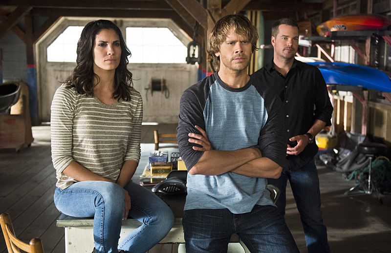 "Unspoken" -- Pictured: Daniela Ruah (Special Agent Kensi Blye), Eric Christian Olsen (LAPD Liaison Marty Deeks) and Chris O'Donnell (Special Agent G. Callen). The team searches for Sam's former partner, Ruiz (Anthony Ruivivar), who disappears while buying a deadly explosive during an undercover operation, on NCIS: LOS ANGELES, Monday, Nov. 2 (10:00-11:00, ET/PT), on the CBS Television Network. Photo: Neil Jacobs/CBS é2015 CBS Broadcasting, Inc. All Rights Reserved.