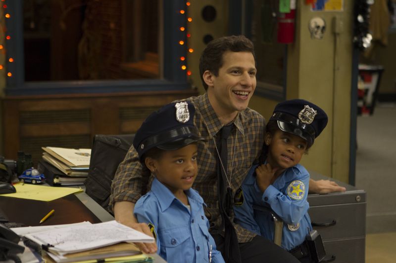BROOKLYN NINE-NINE: L-R: Cagney Jeffords, Andy Samberg and Lacey Jeffords in the "Halloween 3" episode of BROOKLYN NINE-NINE airing Sunday, Oct. 25 (8:30-9:00 PM ET/PT) on FOX. ©2015 Fox Broadcasting Co. Cr: FOX