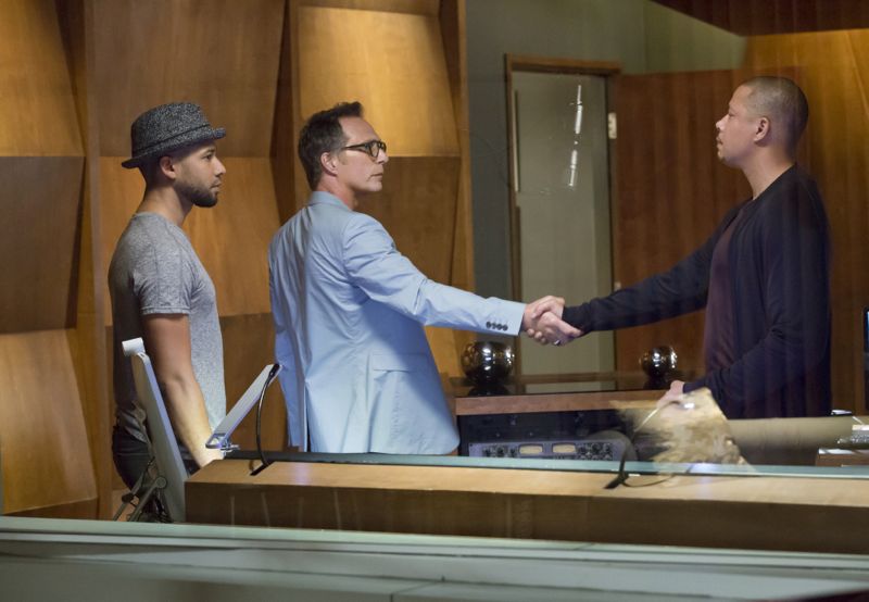 EMPIRE: L-R: Jussie Smollett, guest star William Fichtner and Terrence Howard in the “A High Hope For A Low Heaven” episode of EMPIRE airing Wednesday, Nov. 4 (9:00-10:00 PM ET/PT) on FOX. ©2015 Fox Broadcasting Co. Cr: Chuck Hodes/FOX.