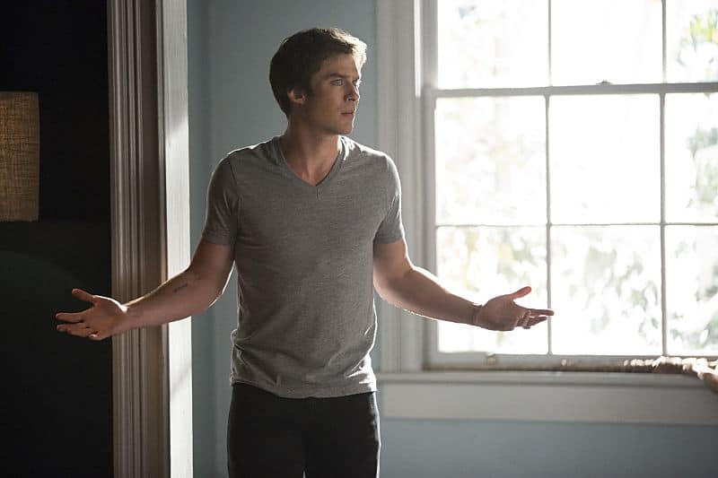 The Vampire Diaries -- "I Carry Your Heart With Me" -- Image Number: VD704b_0061.jpg -- Pictured: Ian Somerhalder as Damon -- Photo: Bob Mahoney/The CW -- é 2015 The CW Network, LLC. All rights reserved.