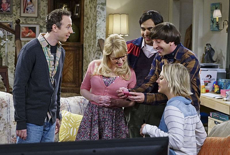 "The Helium Insufficiency" -- Penny and Bernadette download a dating app on Amy's phone to try and find her a new man, on THE BIG BANG THEORY, Monday, Oct. 26 (8:00-8:30 PM, ET/PT), on the CBS Television Network. Pictured left to right: Kevin Sussman, Melissa Rauch, Kunal Nayyar, Simon Helberg and Kaley Cuoco Photo: Monty Brinton/CBS é2015 CBS Broadcasting, Inc. All Rights Reserved