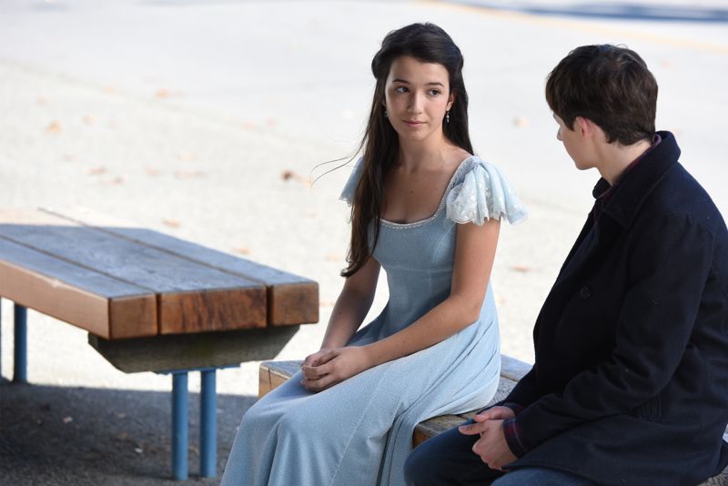 ONCE UPON A TIME - "Dreamcatcher" - In Camelot, as Mary Margaret and David attempt to retrieve the Dark One dagger, Emma uses a dreamcatcher to look into the past to see how Merlin was transformed into a tree. Together, Emma and Regina figure out the critical ingredient they must acquire to free Merlin, but it's a race against Arthur, who does not want Merlin released. Meanwhile, with encouragement from his moms, Henry musters up the courage to ask Violet on a date. Back in Storybrooke, the heroes break into Emma's house hoping to locate Gold, but what they find will give them a glimpse of Emma's end game. Far from prying eyes, Merida sets about the mission Emma has tasked her with and begins molding Gold into the hero they need to draw Excalibur, on "Once Upon a Time," SUNDAY, OCTOBER 25 (8:00-9:00 p.m., ET) on the ABC Television Network. (ABC/Dean Buscher) OLIVIA STEELE FALCONER, JARED GILMORE