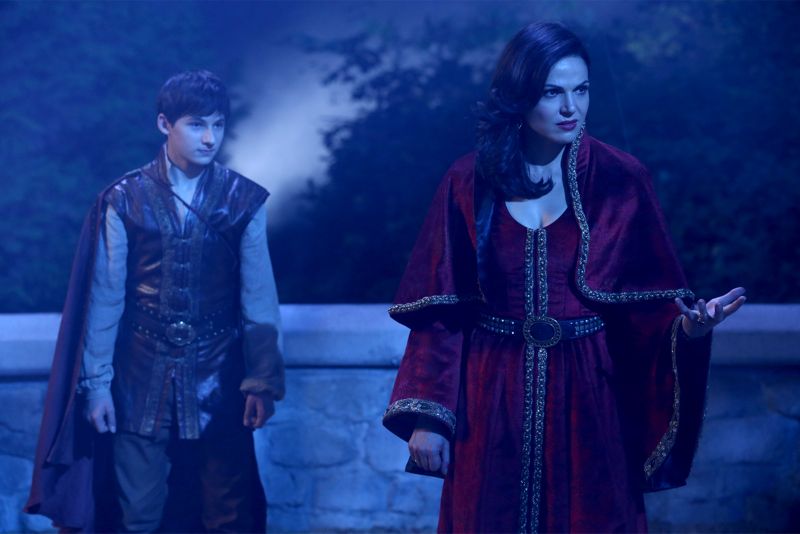 ONCE UPON A TIME - "Dreamcatcher" - In Camelot, as Mary Margaret and David attempt to retrieve the Dark One dagger, Emma uses a dreamcatcher to look into the past to see how Merlin was transformed into a tree. Together, Emma and Regina figure out the critical ingredient they must acquire to free Merlin, but it's a race against Arthur, who does not want Merlin released. Meanwhile, with encouragement from his moms, Henry musters up the courage to ask Violet on a date. Back in Storybrooke, the heroes break into Emma's house hoping to locate Gold, but what they find will give them a glimpse of Emma's end game. Far from prying eyes, Merida sets about the mission Emma has tasked her with and begins molding Gold into the hero they need to draw Excalibur, on "Once Upon a Time," SUNDAY, OCTOBER 25 (8:00-9:00 p.m., ET) on the ABC Television Network. (ABC/Jack Rowand) JARED GILMORE, LANA PARRILLA