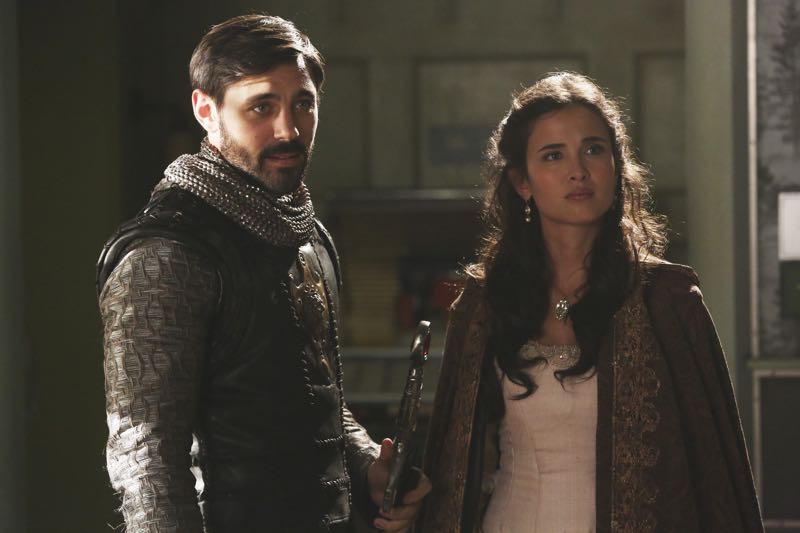 ONCE UPON A TIME - "The Broken Kingdom" - After receiving a cryptic warning from Lancelot about Arthur's intentions, Mary Margaret realizes Arthur may be the heroes' biggest threat, but when she is unable to convince David of the danger, she takes matters into her own hands. Meanwhile, Hook's unwavering love for Emma provides a glimmer of hope in her struggle against the unrelenting voice of Rumplestiltskin. In a Camelot flashback, Guinevere senses that Arthur is losing his way, consumed by his obsession with making Excalibur whole, so she sets out with Lancelot on her own quest into the heart of darkness. In Storybrooke, Dark Emma unleashes a secret weapon in the next phase of her plan to find the brave soul she needs to draw Excalibur from the stone, on "Once Upon a Time," SUNDAY, OCTOBER 18 (8:00-9:00 p.m., ET) on the ABC Television Network. (ABC/Jack Rowand) LIAM GARRIGAN, JOANA METRASS
