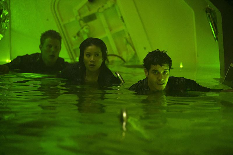 "Robots" -- Walter, Cabe and Happy are trapped with the crew in a top secret submarine when an explosion sends it to the bottom of the ocean with limited oxygen and a self-destruct function that will soon activate, on SCORPION, Monday, Oct. 12 (9:00-9:59 PM, ET/PT) on the CBS Television Network. Pictured: Jadyn Wong as Happy Quinn, Elyes Gabel as Walter O'Brien. Photo: Sonja Flemming/CBS é2015 CBS Broadcasting, Inc. All Rights Reserved