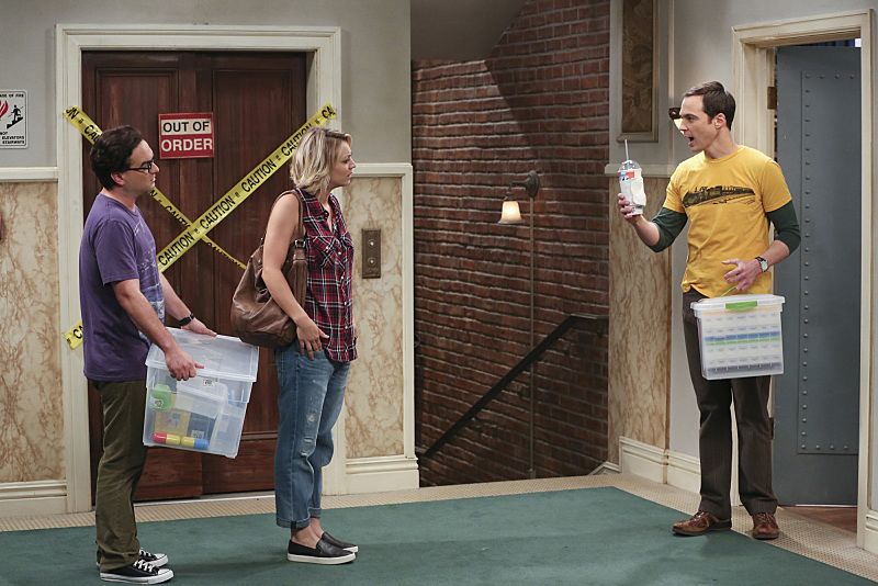 "The 2003 Approximation" -- Sheldon (Jim Parsons, right) learns of an impending change in his living arrangements and decides to revert back to 2003, a simpler time before he met Leonard (Johnny Galecki, left) and Penny (Kaley Cuoco, center), on THE BIG BANG THEORY, Monday, Oct. 12 (8:00-8:31 PM, ET/PT), on the CBS Television Network. Photo: Darren Michaels/Warner Bros. Entertainment Inc. é 2015 WBEI. All rights reserved.
