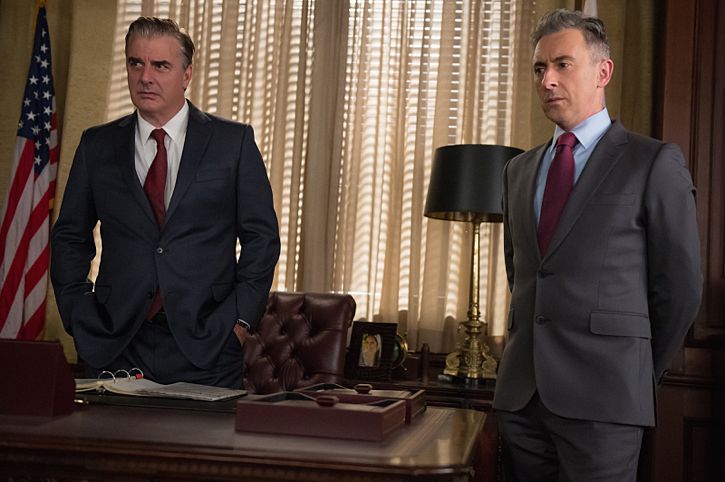 "Targets" -- Alicia joins a secret panel of attorneys advising the U.S. government on a controversial case. Also, Eli hires Elsbeth Tascioni (Carrie Preston) to uncover why the FBI is targeting Peter, on THE GOOD WIFE, Sunday, Feb. 21 (9:00-10:00 PM, ET/PT) on the CBS Television Network. Pictured (l-r) Chris Noth as Peter Florrick and Alan Cumming as Eli Gold Photo: Jeff Neumann/CBS é2015 CBS Broadcasting, Inc. All Rights Reserved