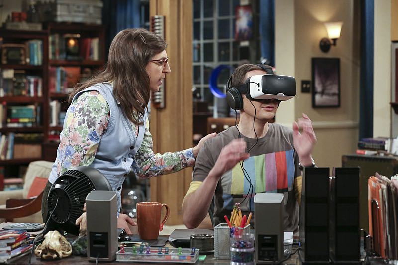 "The Big Bear Precipitation" -- Sheldon (Jim Parsons, right) spills a secret of Leonard's when the two take a weekend cabin trip with Penny and Amy, on THE BIG BANG THEORY, Thursday, April 7 (8:00-8:31 PM, ET/PT) on the CBS Television Network. Also Pictured: Mayim Bialik (left) Photo: Michael Yarish/Warner Bros. Entertainment Inc. é 2016 WBEI. All rights reserved.