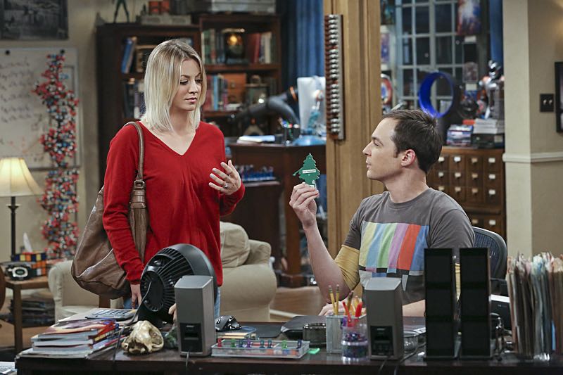"The Big Bear Precipitation" -- Sheldon (Jim Parsons, right) spills a secret of Leonard's when the two take a weekend cabin trip with Penny and Amy, on THE BIG BANG THEORY, Thursday, April 7 (8:00-8:31 PM, ET/PT) on the CBS Television Network. Also Pictured: Kaley Cuoco (left) Photo: Michael Yarish/Warner Bros. Entertainment Inc. é 2016 WBEI. All rights reserved.