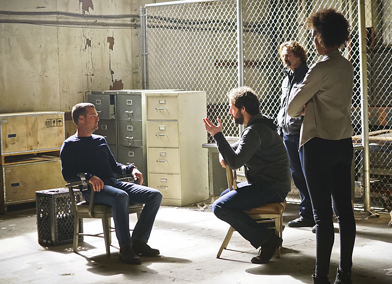 "Head of the Snake" -- Pictured: Chris O'Donnell (Special Agent G. Callen), Peter Cambor (Operational Psychologist Nate Getz) and Judith Shekoni (Alisa Chambers). After Operational Psychologist Nate Getz (Peter Cambor) fails to check in with Hetty while working undercover on a mission linking organized crime to terrorism, the team learns he is working with an infamous crime leader, on NCIS: LOS ANGELES, Monday, April 11 (9:59-11:00, ET/PT), on the CBS Television Network. Photo: Monty Brinton/CBS é2016 CBS Broadcasting, Inc. All Rights Reserved.