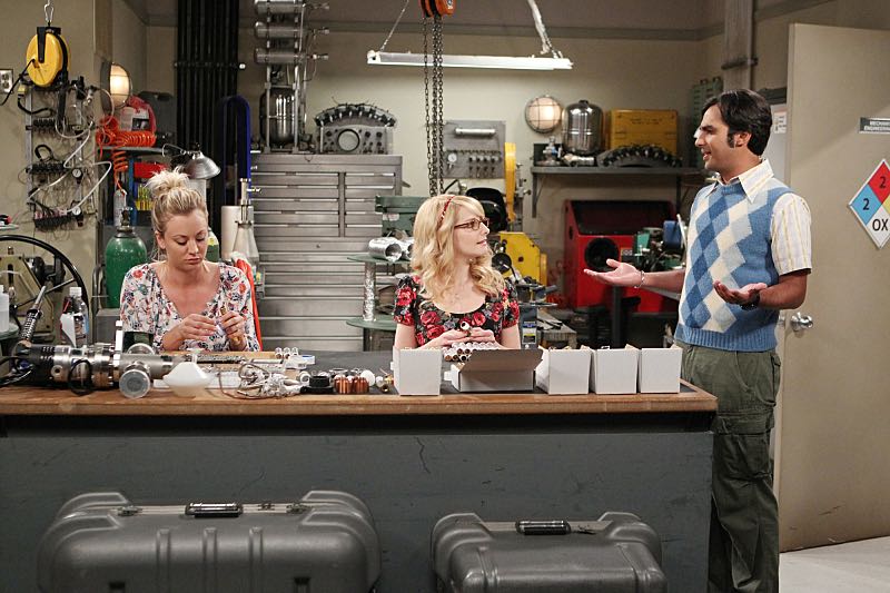 "The Solder Excursion Diversion" --Koothrappali (Kunal Nayyar, right) sells out Leonard and Wolowitz after they lie to their wives in order to attend an early screening of a movie, on THE BIG BANG THEORY, Thursday, March 31 (8:00-8:31 PM, ET/PT) on the CBS Television Network. Pictured left to right: Kaley Cuoco, Melissa Rauch and Kunal Nayyar Photo: Sonja Flemming/CBS é2016 CBS Broadcasting, Inc. All Rights Reserved