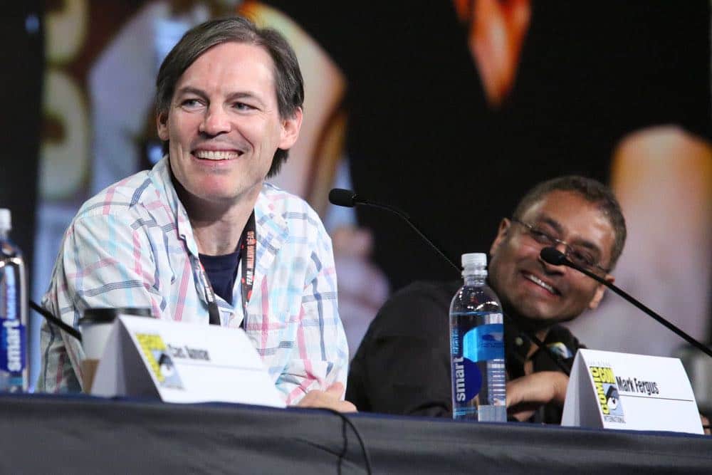 COMIC-CON INTERNATIONAL: SAN DIEGO -- "The Expanse Panel" -- Pictured: (l-r) Executive Producers Mark Fergus, Naren Shankar -- (Photo by: Evans Vestal Ward/Syfy)
