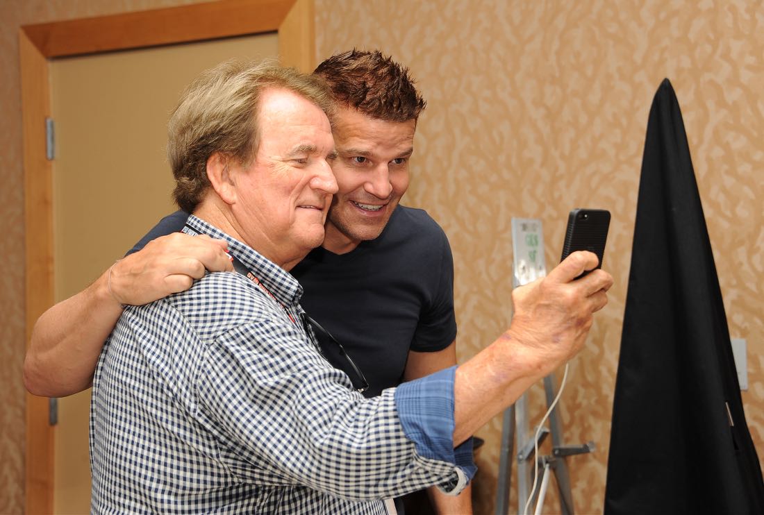 FOX FANFARE AT SAN DIEGO COMIC-CON © 2016: L-R: BONES cast members Dave Thomas and David Boreanaz during the BONES press room on Friday, July 22 at the FOX FANFARE AT SAN DIEGO COMIC-CON © 2016. CR: Scott Kirkland/FOX © 2016 FOX BROADCASTING