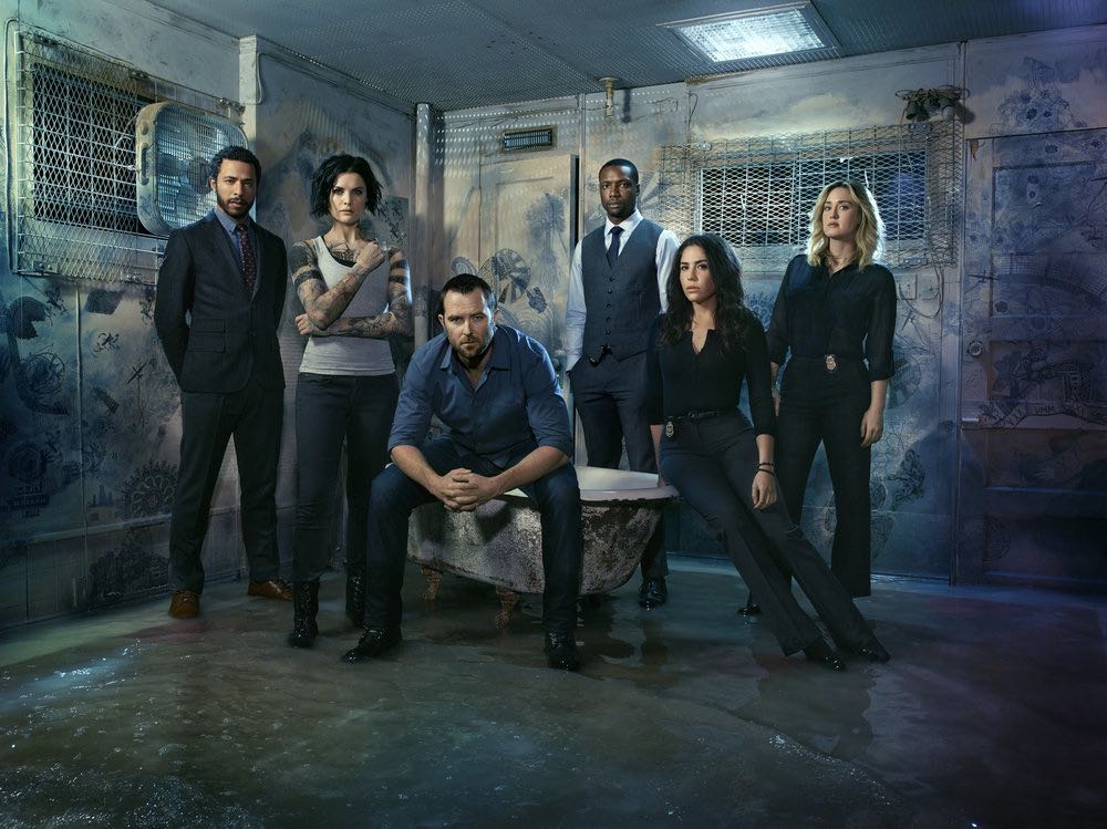 BLINDSPOT -- Season: 2 -- Pictured: (l-r) Ukweli Roach as Dr. Borden, Jaimie Alexander as Jane Doe, Sullivan Stapleton as Kurt Weller, Rob Brown as Edgar Reade, Audrey Esparza as Tasha Zapata, Ashley Johnson as Patterson -- (Photo by: Matthias Clamer/NBC)