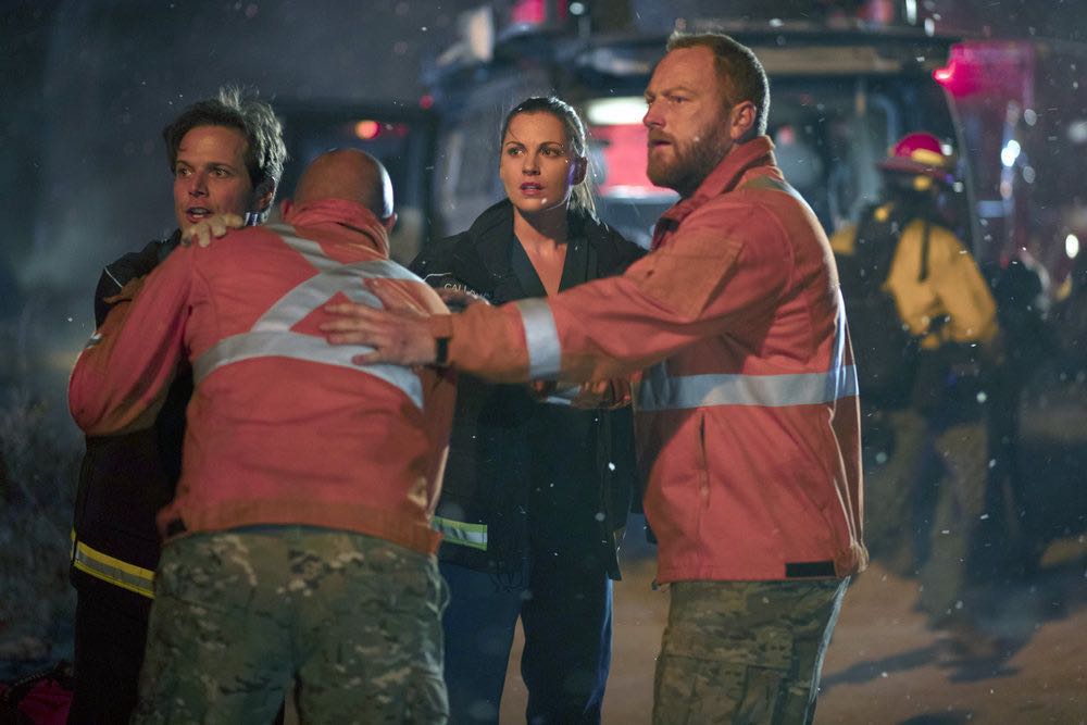THE NIGHT SHIFT-- "Emergent" Episode 312 -- Pictured: (l-r) Scott Wolf as Dr. Scott Clemmens, Jill Flint as Dr. Jordan Alexander, Mac Brandt as Mac Reily -- (Photo by: Cathy Kanavy/NBC)