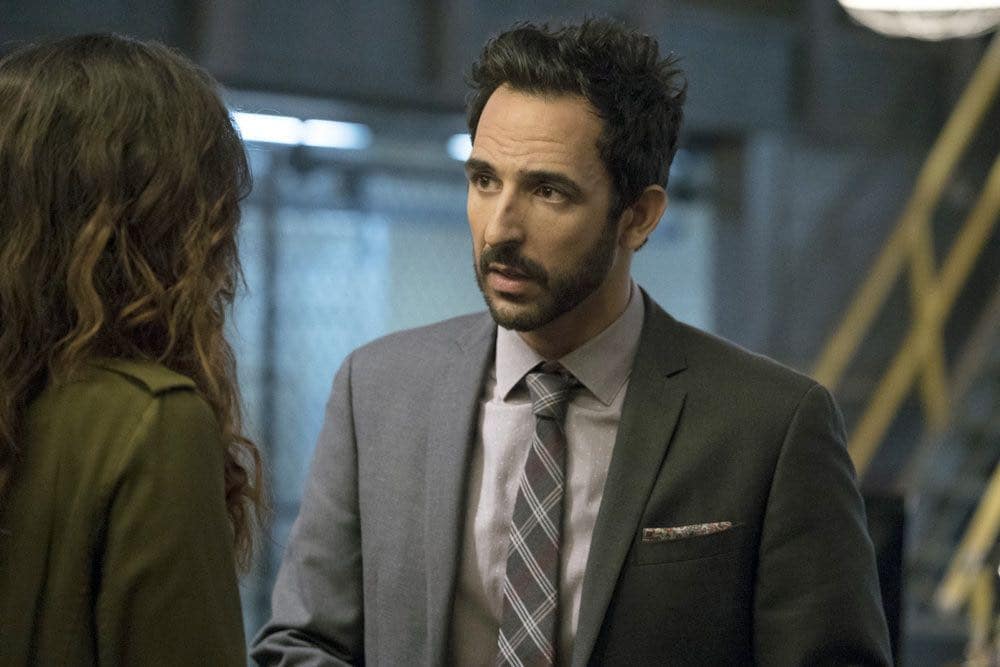THE BLACKLIST -- "Gaia: #81" Episode 404 -- Pictured: (l-r) Mozhan Marno as Samar Navabi, Amir Arison as Aram Mojtabai -- (Photo by: Virginia Sherwood/NBC)