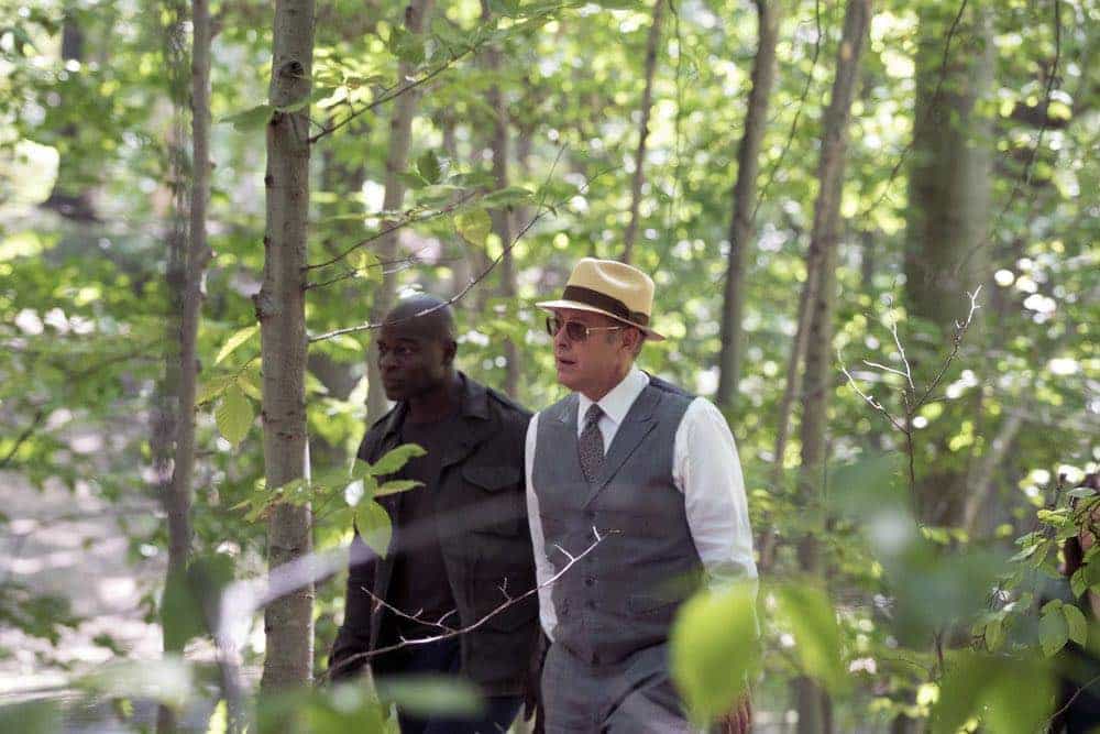 THE BLACKLIST -- "Gaia: #81" Episode 404 -- Pictured: (l-r) Hisham Tawfiq as Dembe Zuma, James Spader as Raymond "Red" Reddington -- (Photo by: Virginia Sherwood/NBC)